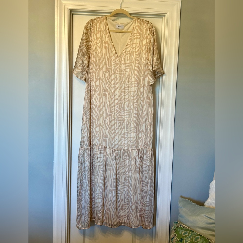 Adrienne Cream Zebra Maxi Dress